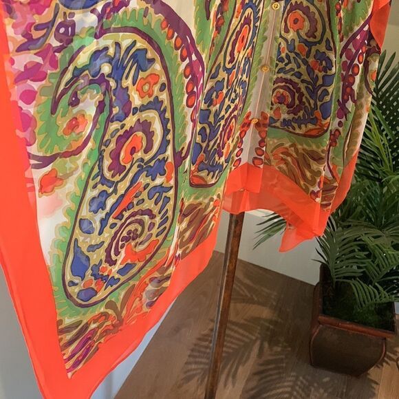 NWOT Silk Talbots Caftan Top - Picture 4 of 8